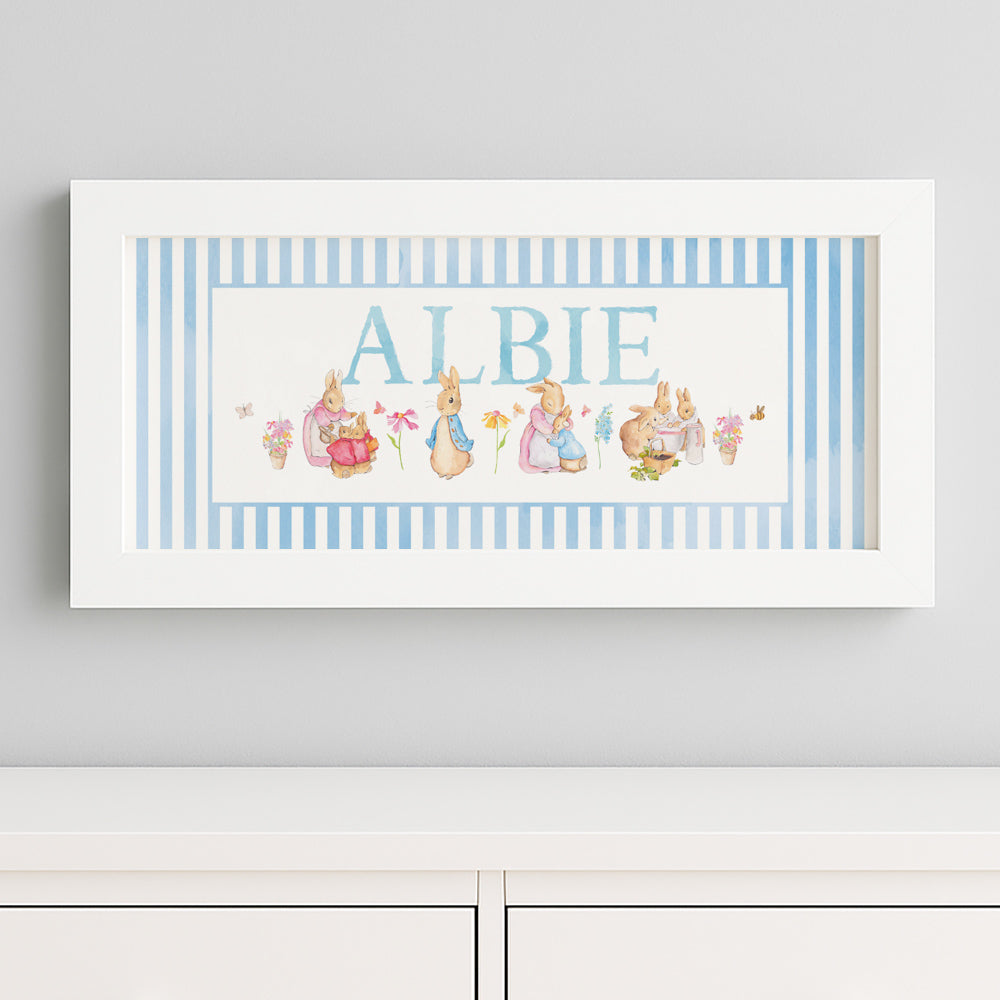 NEW DESIGN - Classic Rabbit & Friends Framed Name