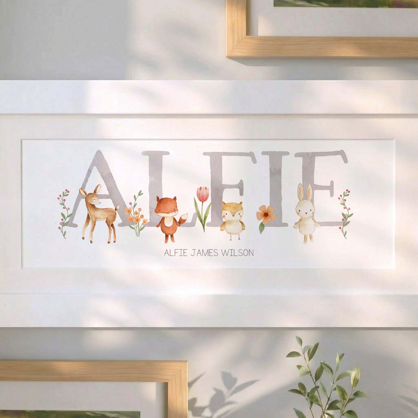 Woodland Animals Baby Name Frames