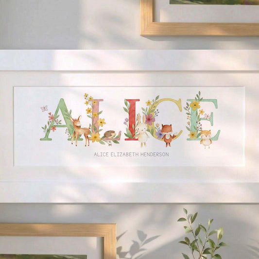 Woodland Floral Baby Name Frames