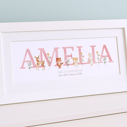 Woodland Pastels Baby Name Frames