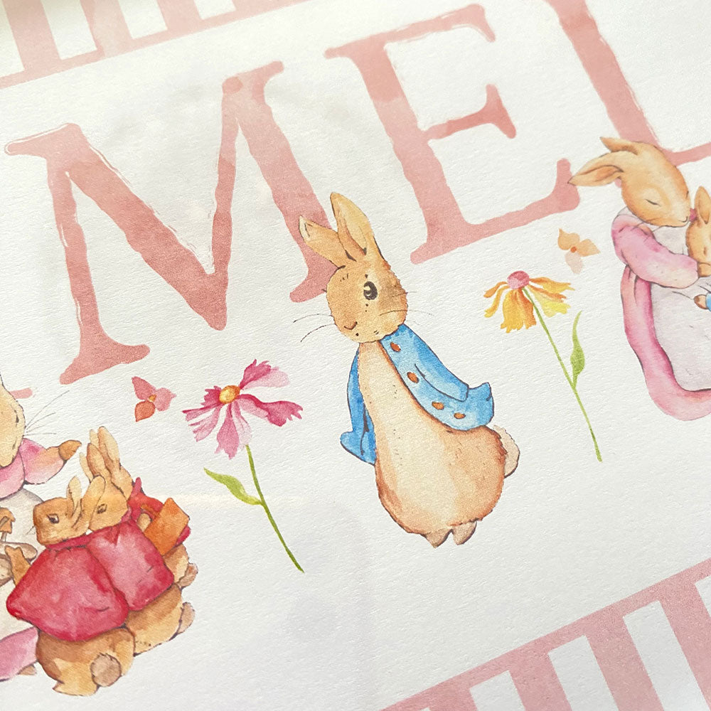 NEW DESIGN - Classic Rabbit & Friends Framed Name
