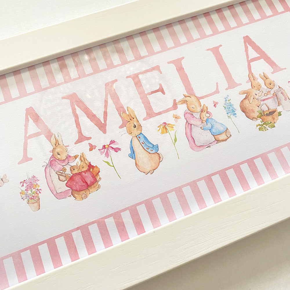 NEW DESIGN - Classic Rabbit & Friends Framed Name