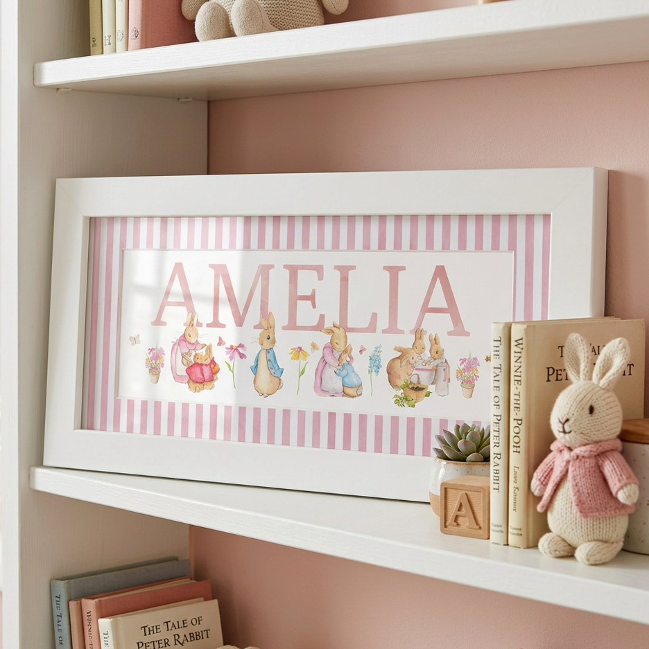 NEW DESIGN - Classic Rabbit & Friends Name Print