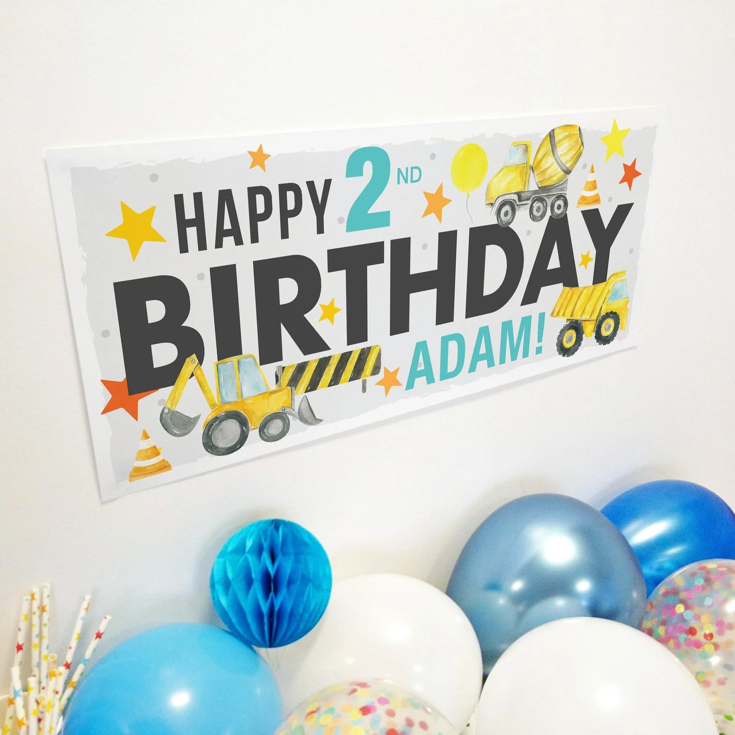 Construction Diggers Birthday Party Banners