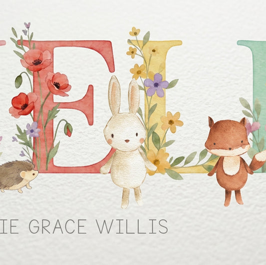 Woodland Floral Baby Name Frames