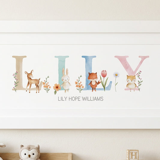 Woodland Pastels Multi-Coloured Name Frames