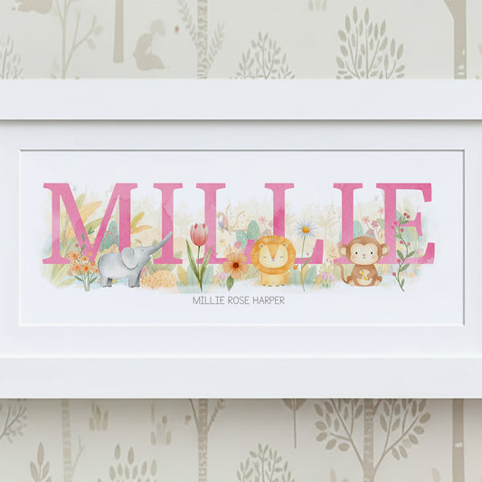 Jungle Animals Name Frame