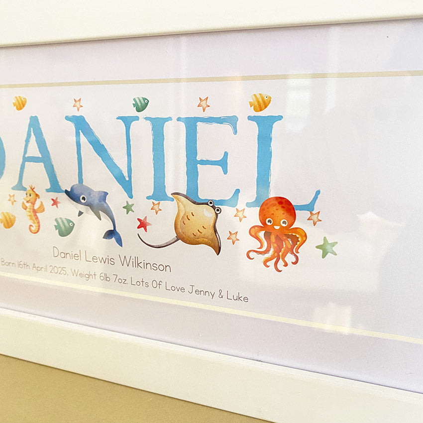 Ocean Name Frame. Baby Name Gifts