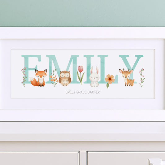 Woodland Pastels Baby Name Frames