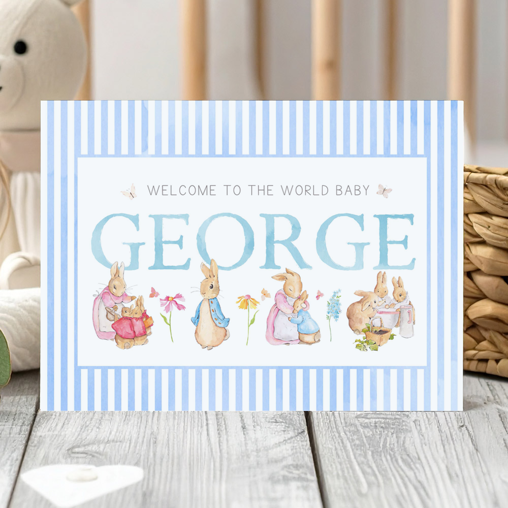 Classic Rabbit & Friends Baby Card - Personalised