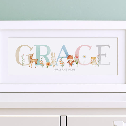 Woodland Pastels Multi-Coloured Name Frames