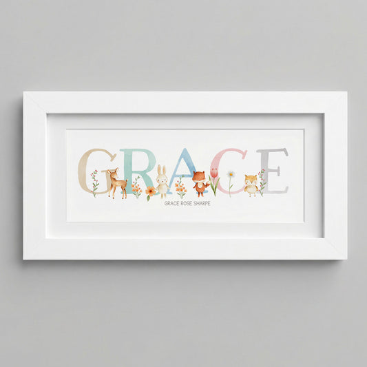 Woodland Pastels Multi-Coloured Name Frames