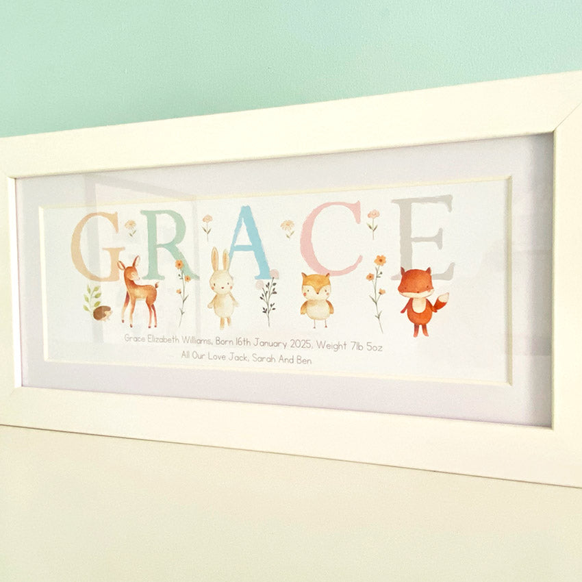 Woodland Pastels Multi-Coloured Name Frame
