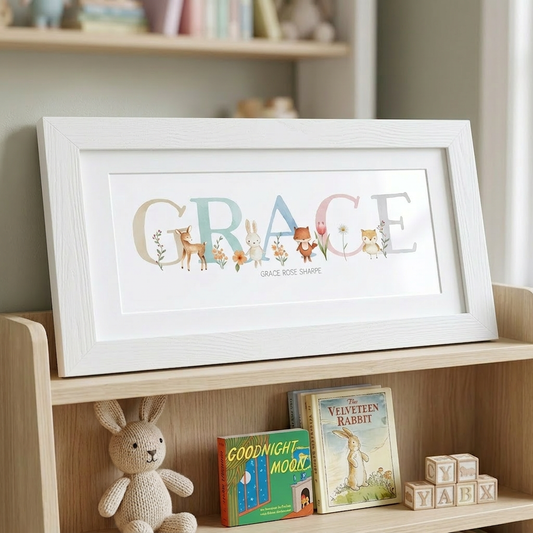 Woodland Pastels Multi-Coloured Name Frames