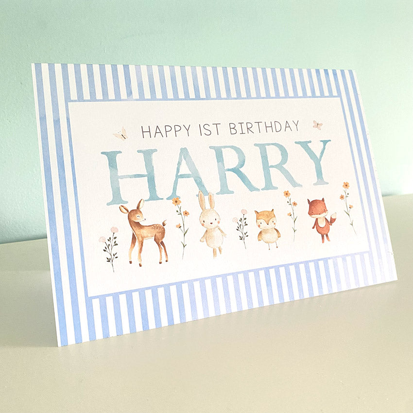 Woodland Animal Birthday Card - Personalised