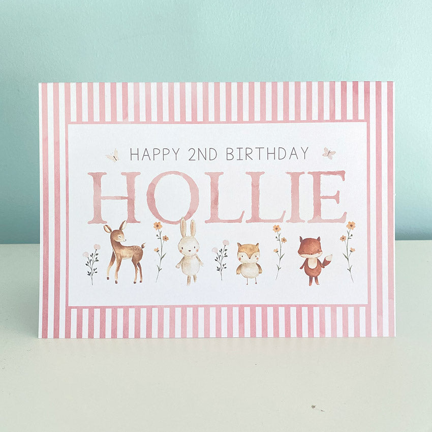 Woodland Animal Birthday Card - Personalised