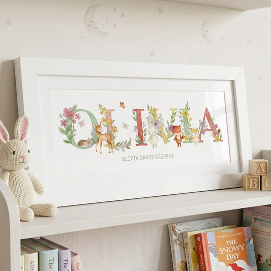 Woodland Floral Baby Name Frames