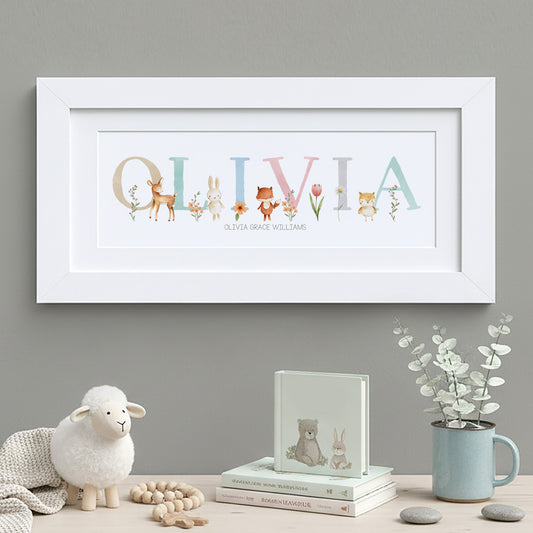 Woodland Pastels Multi-Coloured Name Frames