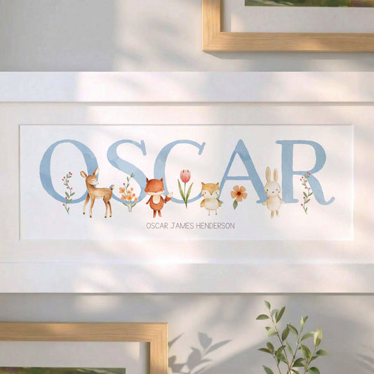 Woodland Animals Baby Name Frames