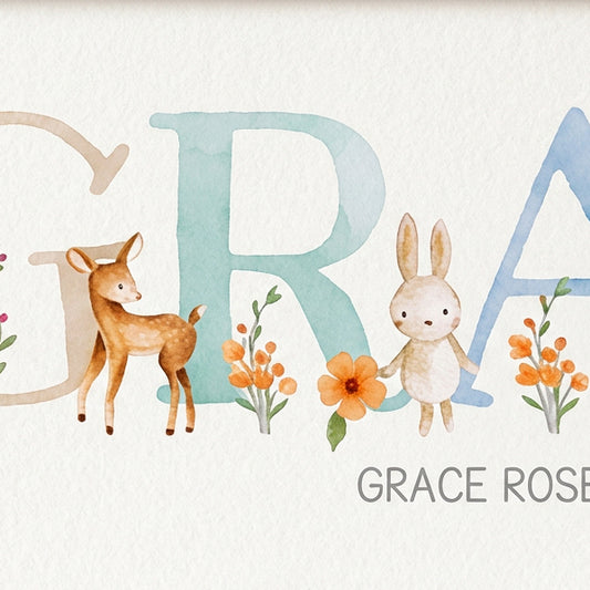 Woodland Pastels Multi-Coloured Name Frames