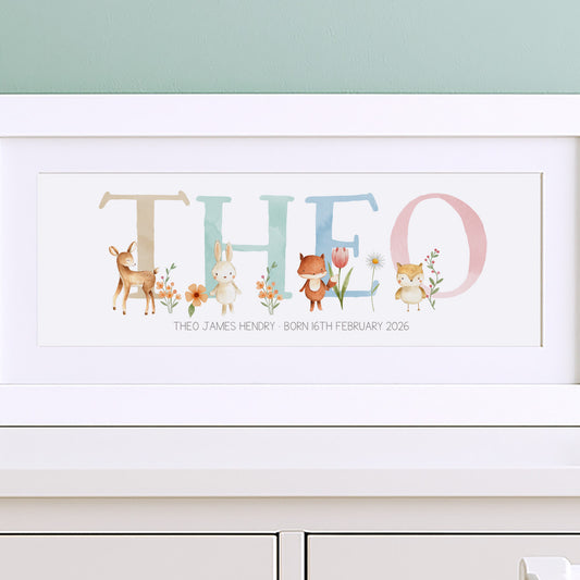 Woodland Pastels Multi-Coloured Name Frames
