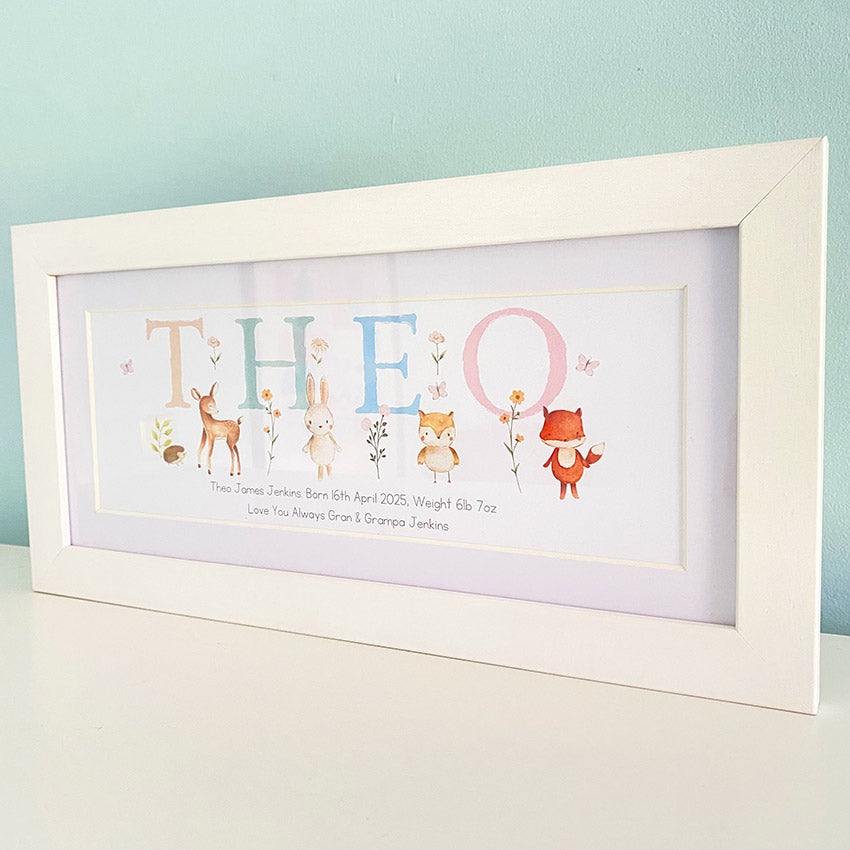 Woodland Pastels Multi-Coloured Name Frame