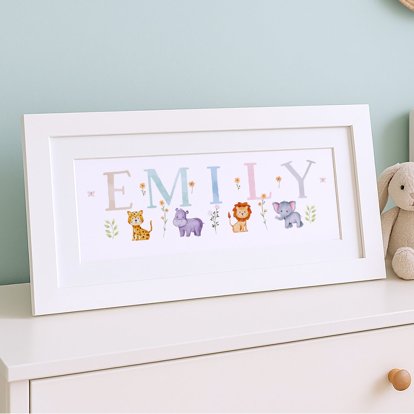 Animal Pastels Multi-Coloured Name Frame