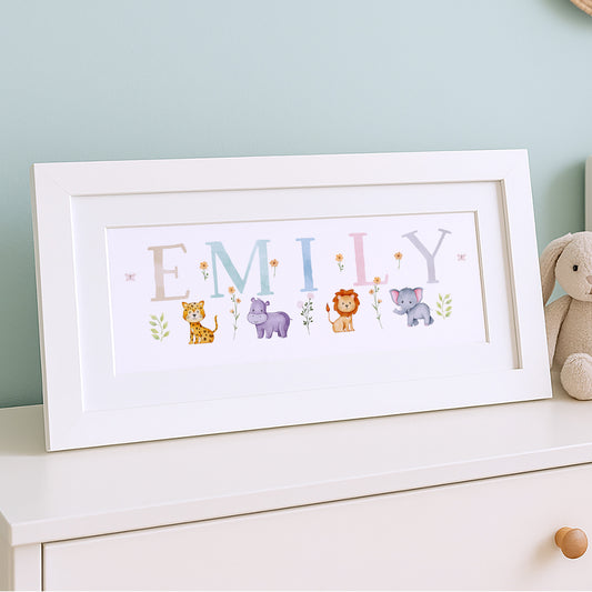 Animal Pastels Multi-Coloured Name Frame