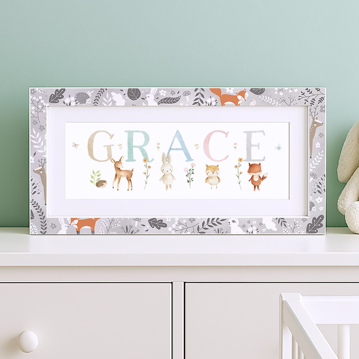 Woodland Pastels Multi-Coloured Name Frames