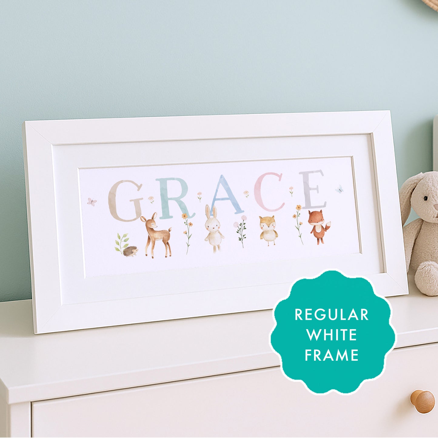 Woodland Pastels Multi-Coloured Name Frames