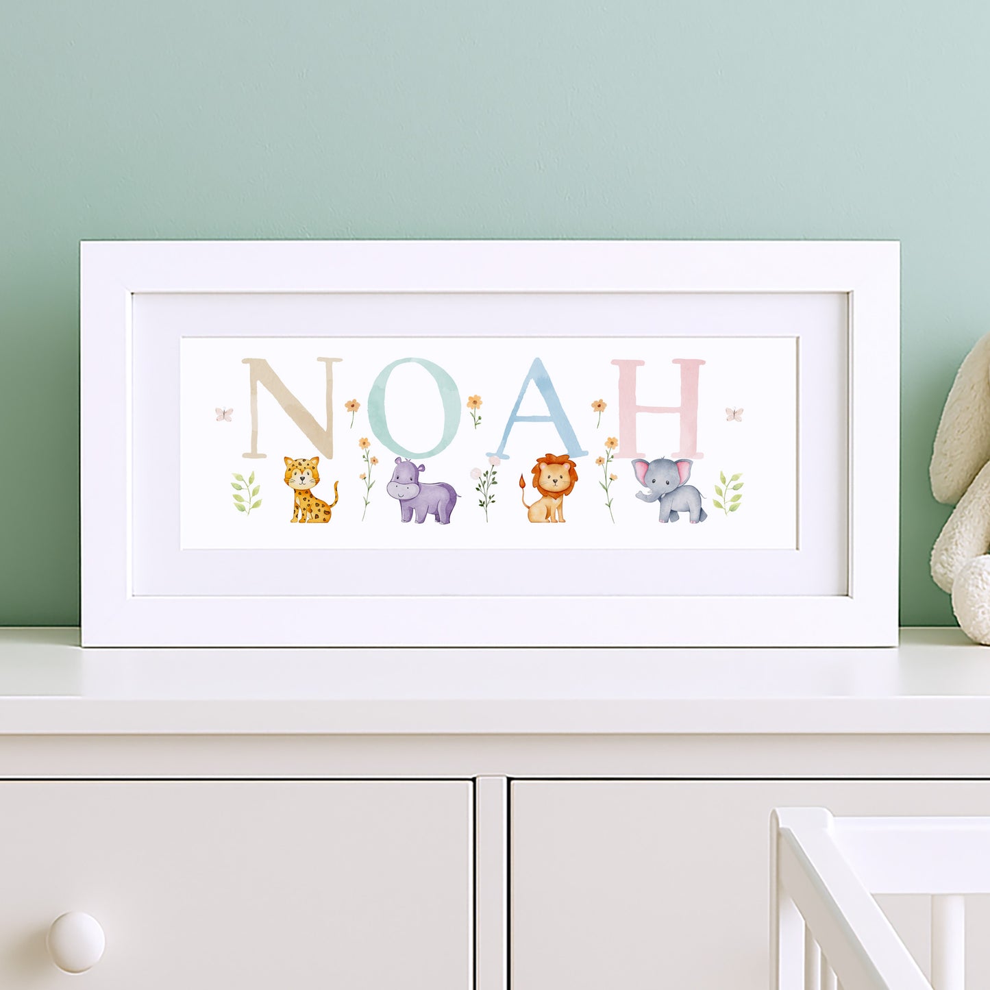 Animal Pastels Multi-Coloured Name Frame