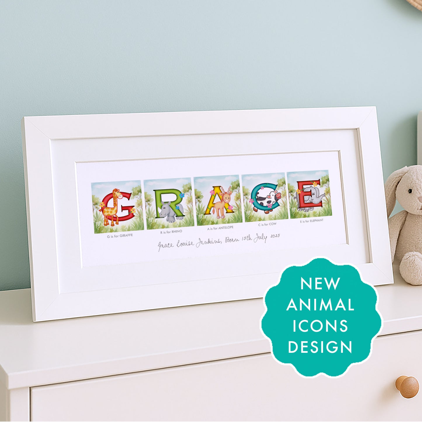 Animal Alphabet Baby Name Frame