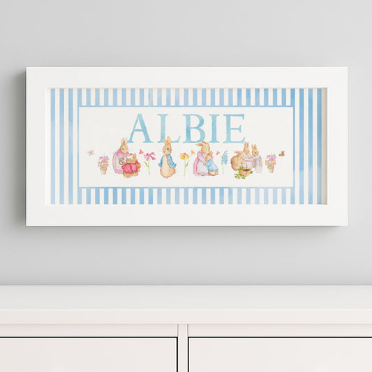 NEW DESIGN - Classic Rabbit & Friends Framed Name