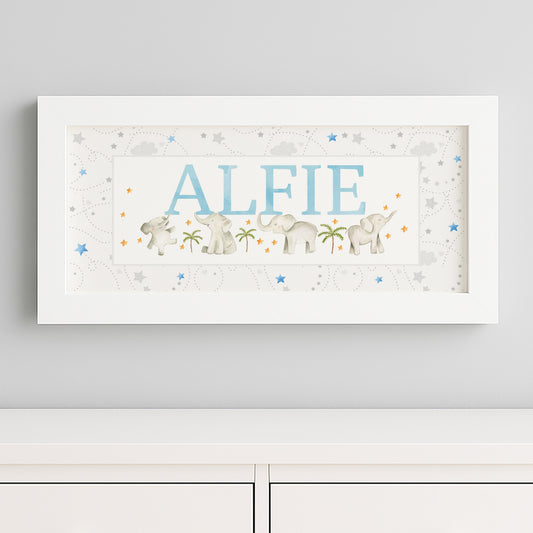 Baby Elephants Name Frames in Pink & Blue