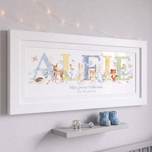 Woodland Pastels Multi-Coloured Name Frames