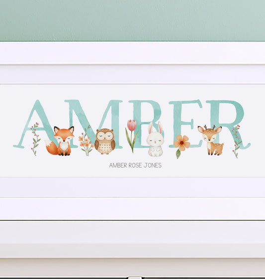 Woodland Pastels Baby Name Frames