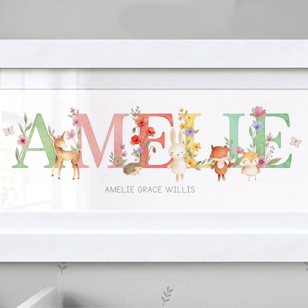 Woodland Floral Baby Name Frames