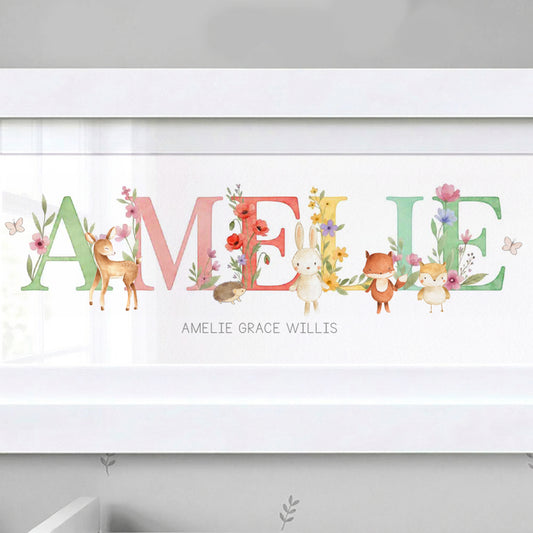 Woodland Floral Baby Name Frames