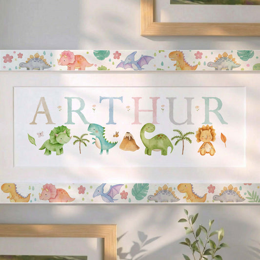 Dinosaur Watercolour Pastels Name Frames