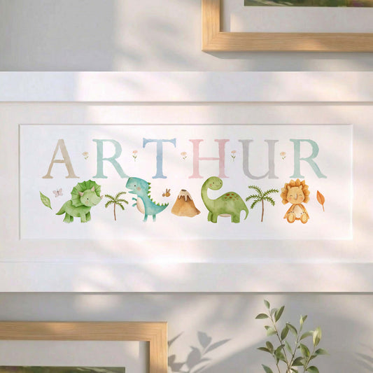 Dinosaur Watercolour Pastels Name Frames