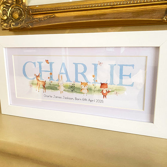 Woodland Pastels Baby Name Frame