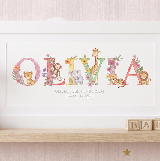 Jungle Animals Name Frame