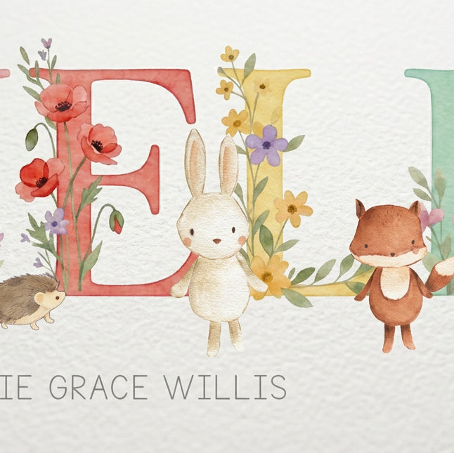 Woodland Floral Baby Name Frames