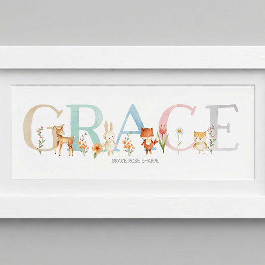 Woodland Pastels Multi-Coloured Name Frames