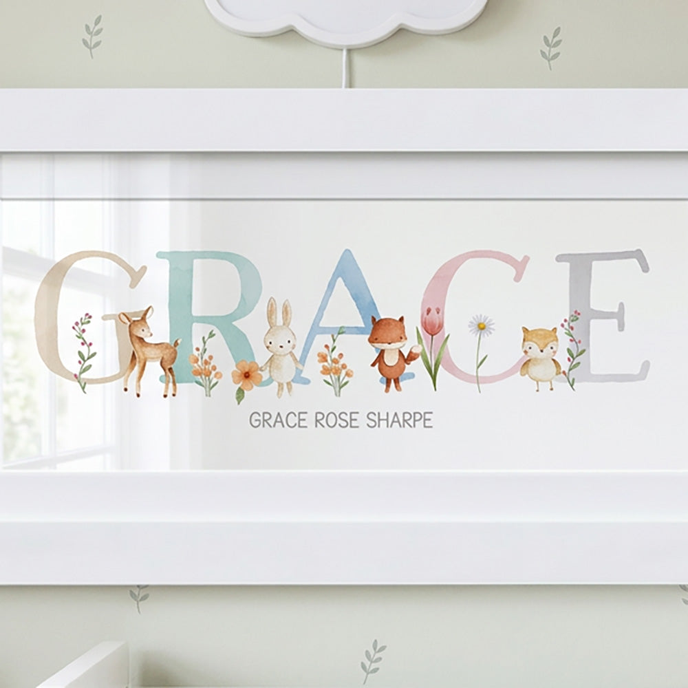 Woodland Pastels Multi-Coloured Name Frames