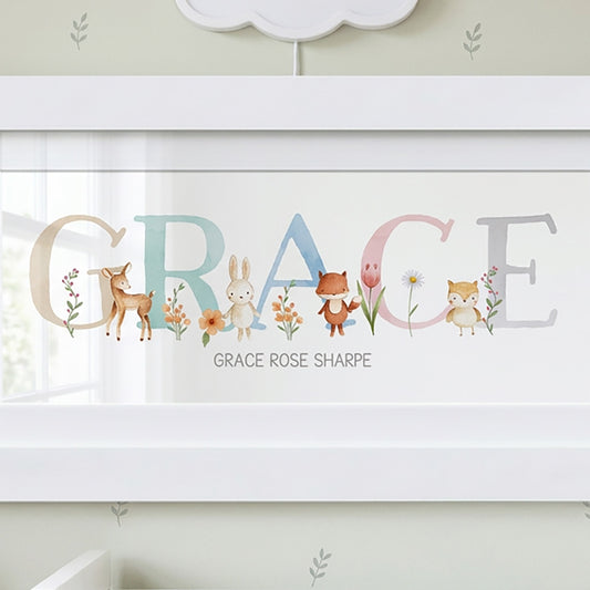 Woodland Pastels Multi-Coloured Name Frames