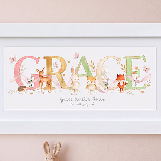 Woodland Pastels Multi-Coloured Name Frames