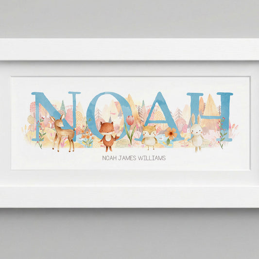 Woodland Pastels Baby Name Frames