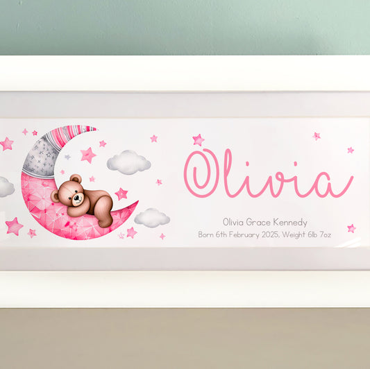 Teddy Bear Moon Name Frame