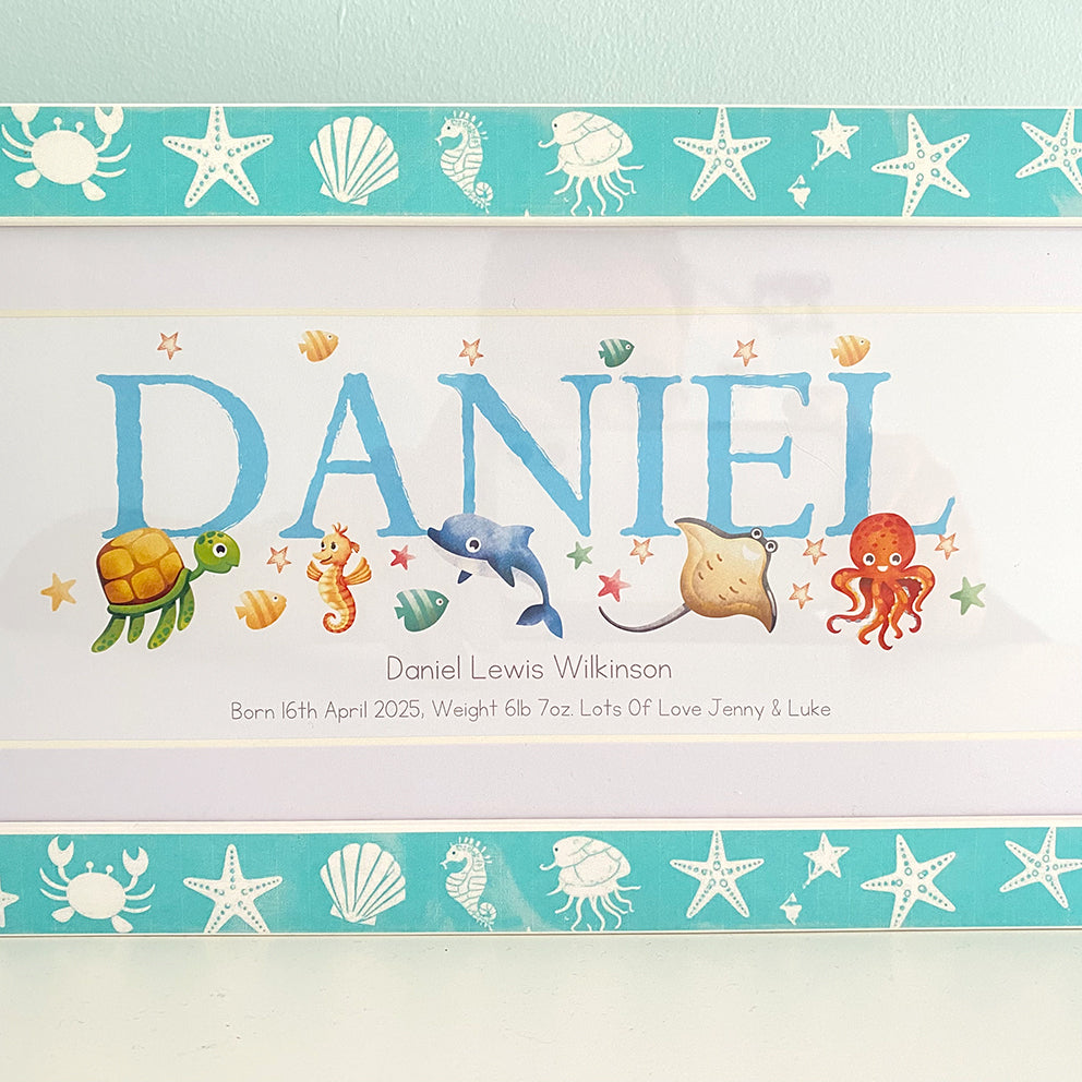 Ocean Name Frames. Baby Name Gifts